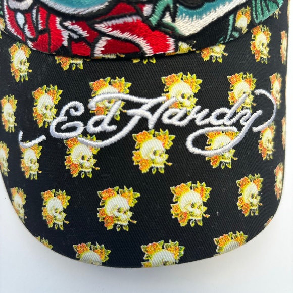 Ed Hardy Embroidered Skull Trucker Cap - Unisex - Picture 2 of 13